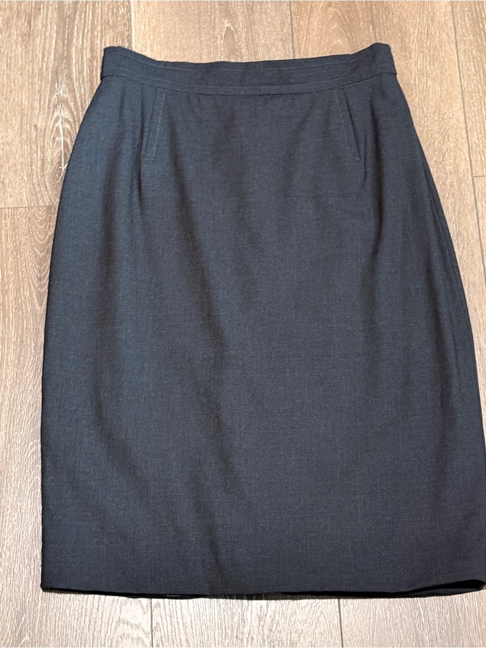 Vintage Louis Féraud Wool Skirt | Designer Black Pencil Skirt